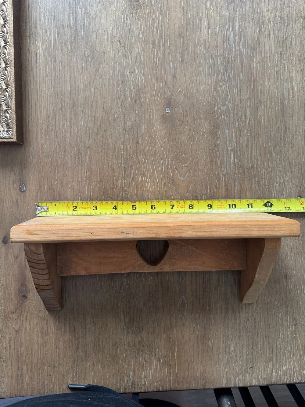 Small vintage wood heart cutout shelf